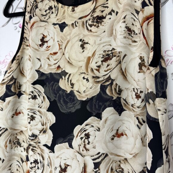 Rose + Olive tank top blouse roses cream Floral Sleeveless Top - Beige and Black - Picture 12 of 13